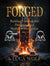 Self-improvement audiobook FORGED by Luca Wolf, fiery anvil cover with headphones, building unbreakable discipline and mental toughness