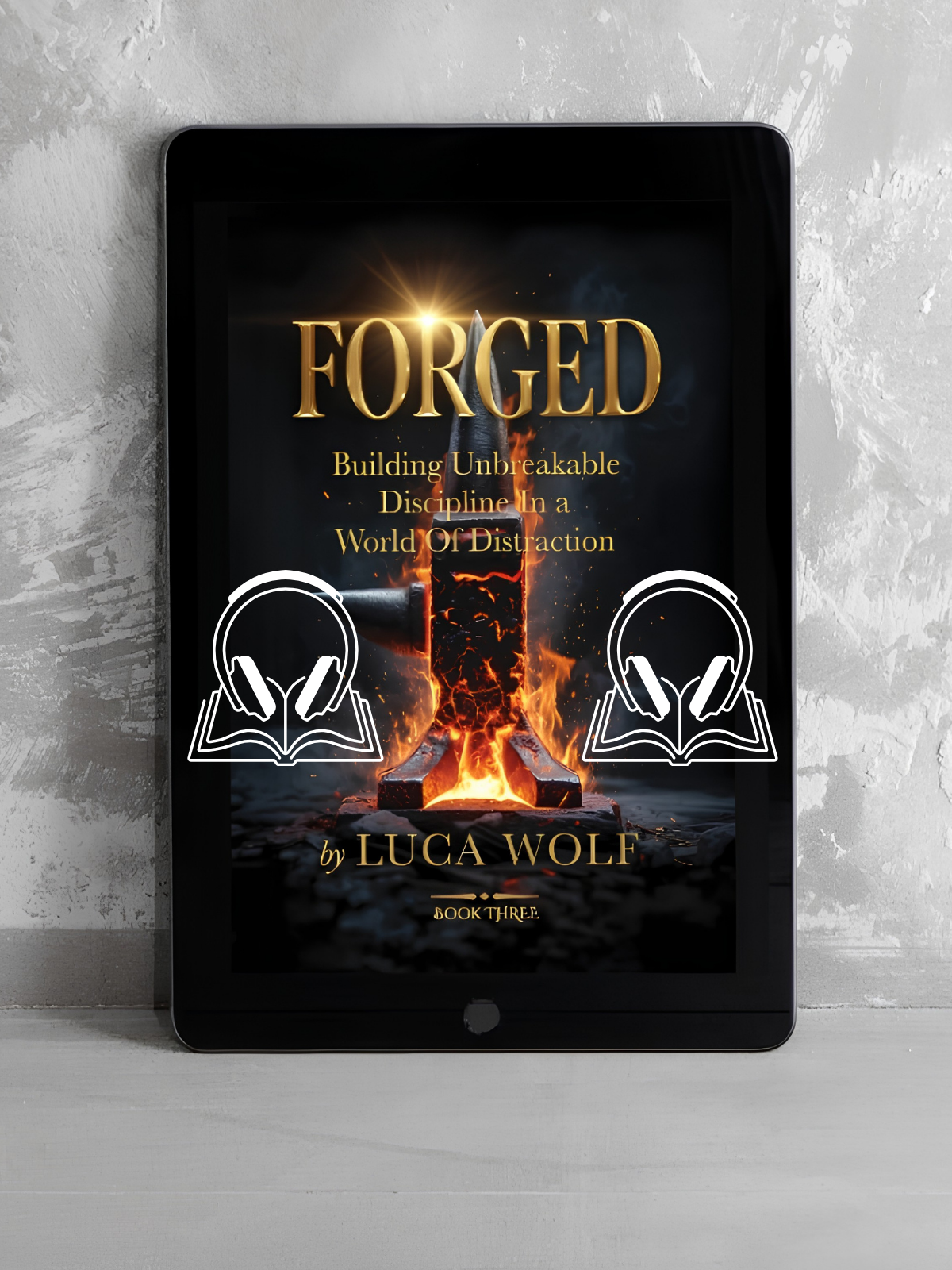 Self-improvement audiobook FORGED by Luca Wolf cover — building unbreakable discipline