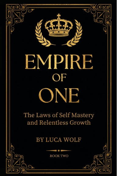 Empire of One front cover, gold crown emblem on black, The Laws of Self-Mastery and Relentless Growth, The Empire Series Book 2