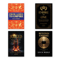 Empire Series complete four book collection by Luca Wolf, From Ashes to Empire, Empire of One, FORGED, and Beyond Empire covers on white